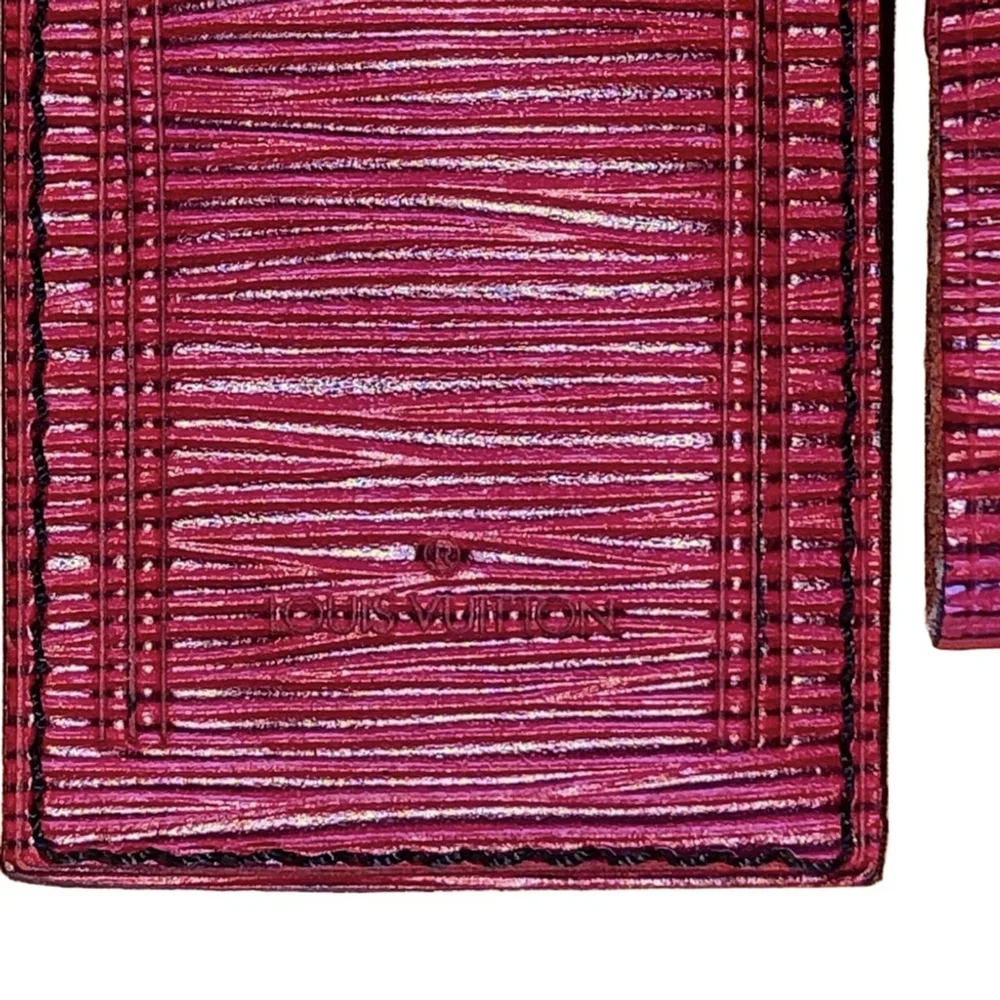 LOUIS VUITTON Red Epi Leather Luggage Tag and Poignet Sets